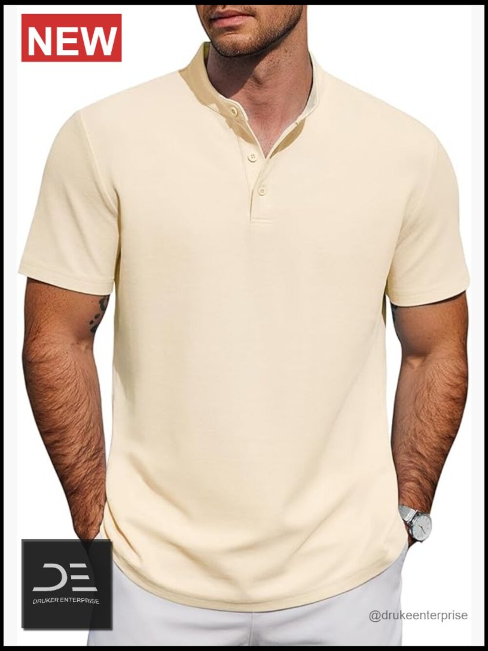 Men's Cotton Blend Short Sleeve Henley Shirt Summer Casual